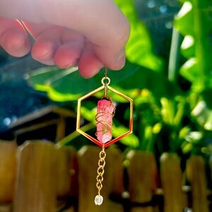 Beautiful rose quartz dangle earrings